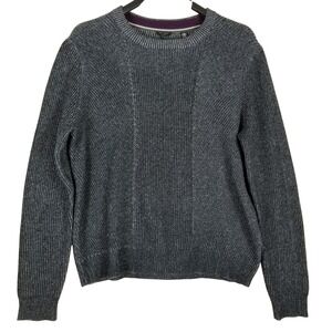 Ted Baker London Mens Charcoal Gray Textured Knit Crew Neck Sweater Size 7 XXL